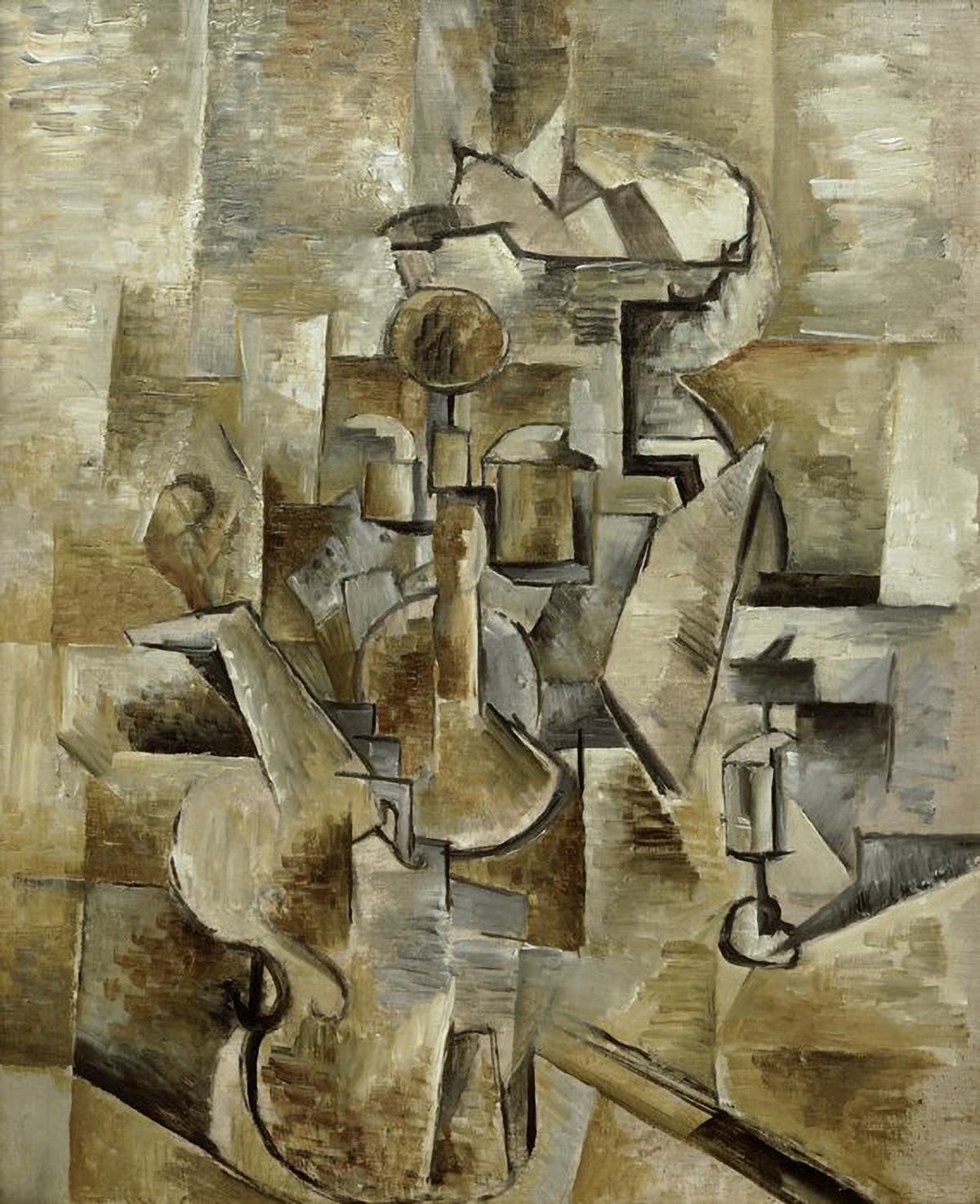 Georges Braque — Violin and Candlesticks, 1910