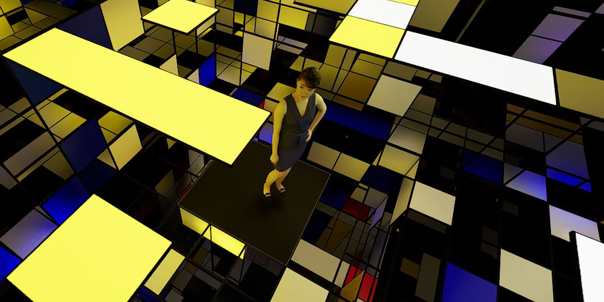 インスタレーション Space with Yellow, Red, Black, Blue and Grey、Piet Mondrian へのオマージュ