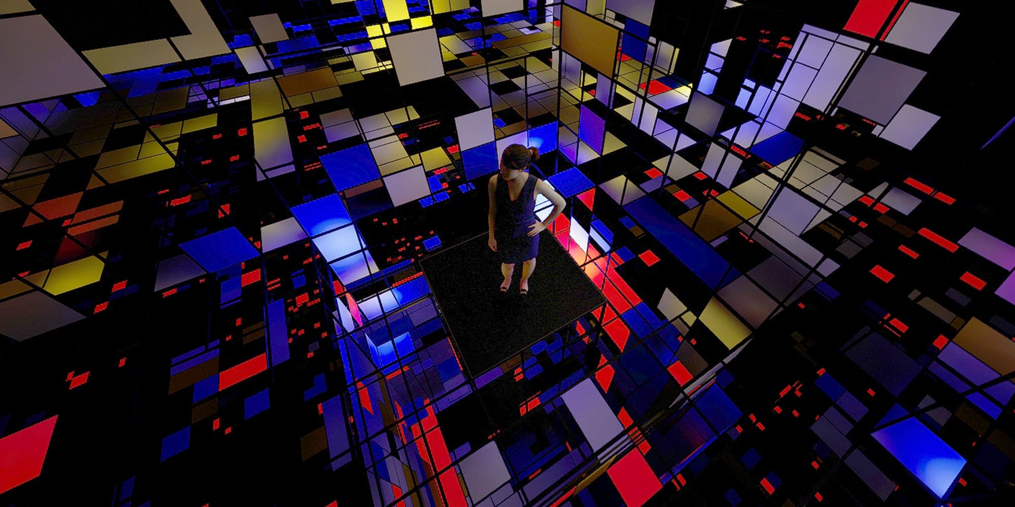 インスタレーション Space with Yellow, Red, Black, Blue and Grey、Piet Mondrian へのオマージュ